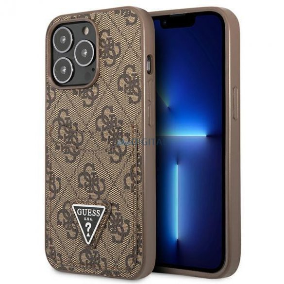 Guess GUHCP13LP4TPW iPhone 13 Pro / 13 6,1" husă maro/brązowy Slot pentru carduri cu logo triunghi 4G