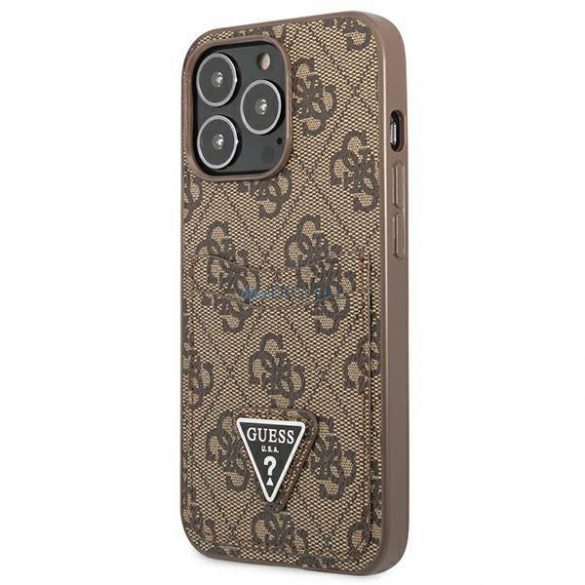 Guess GUHCP13LP4TPW iPhone 13 Pro / 13 6,1" husă maro/brązowy Slot pentru carduri cu logo triunghi 4G