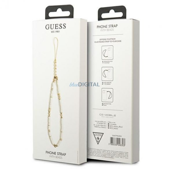 Pandantiv Guess GUSTPEARW Curea de telefon alb Heishi Beads