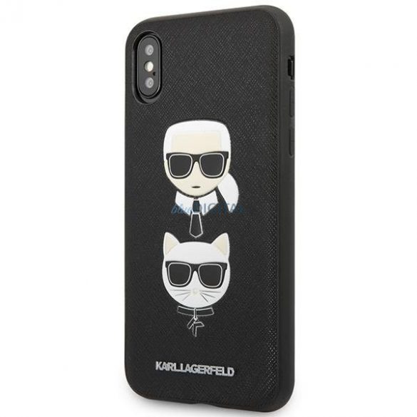 Karl Lagerfeld KLHCI65SAKICKCBK iPhone XS Max husă rigidă neagră/czarny Saffiano Karl&Choupette Head