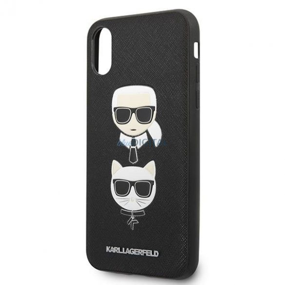 Karl Lagerfeld KLHCI65SAKICKCBK iPhone XS Max husă rigidă neagră/czarny Saffiano Karl&Choupette Head