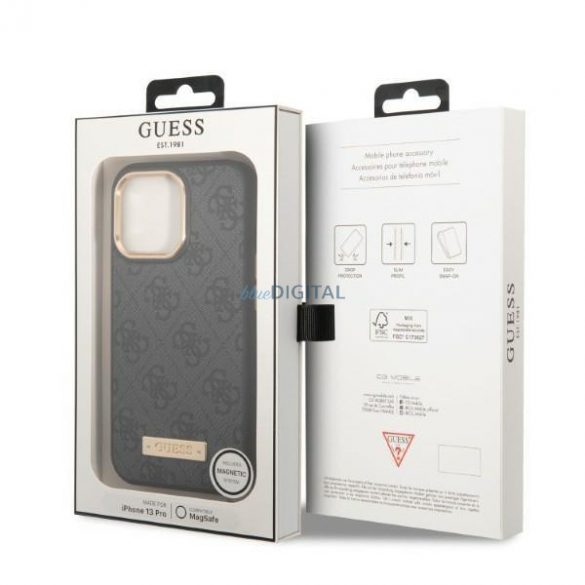 Guess GUHMP13LU4GPRK iPhone 13 Pro / 13 6.1 "negru / negru husă rigidă 4G Logo Plate MagSafe