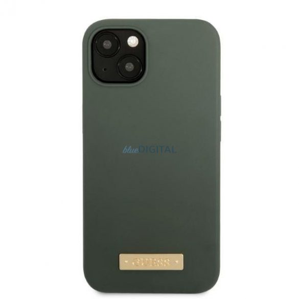 Guess GUHMP13MSBPLA Husă rigidă pentru iPhone 13 6,1" verde/kaki Placă cu logo din silicon MagSafe