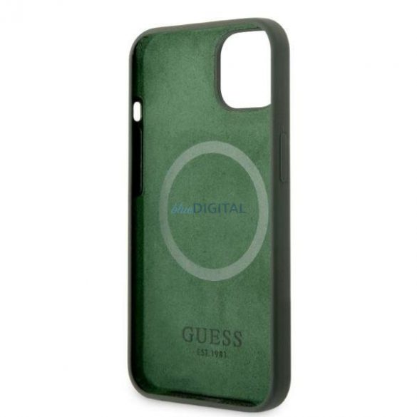 Guess GUHMP13MSBPLA Husă rigidă pentru iPhone 13 6,1" verde/kaki Placă cu logo din silicon MagSafe