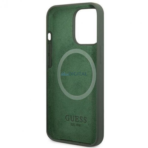 Guess GUHMP13LSPLA iPhone 13 Pro / 13 6,1" zielony/kaki husă rigidă Placă cu logo din silicon MagSafe