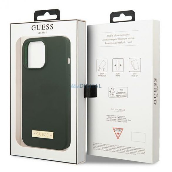 Guess GUHMP13LSPLA iPhone 13 Pro / 13 6,1" zielony/kaki husă rigidă Placă cu logo din silicon MagSafe