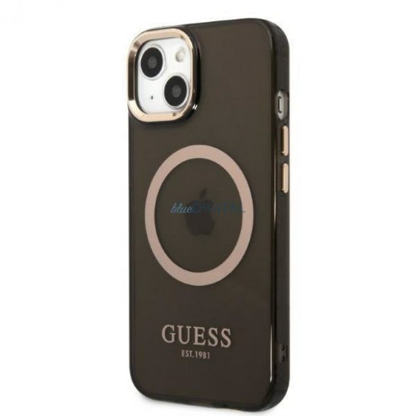 Guess GUHMP13MHTCMK Husă rigidă pentru iPhone 13 6,1" czarny/negru Gold Outline Translucent MagSafe