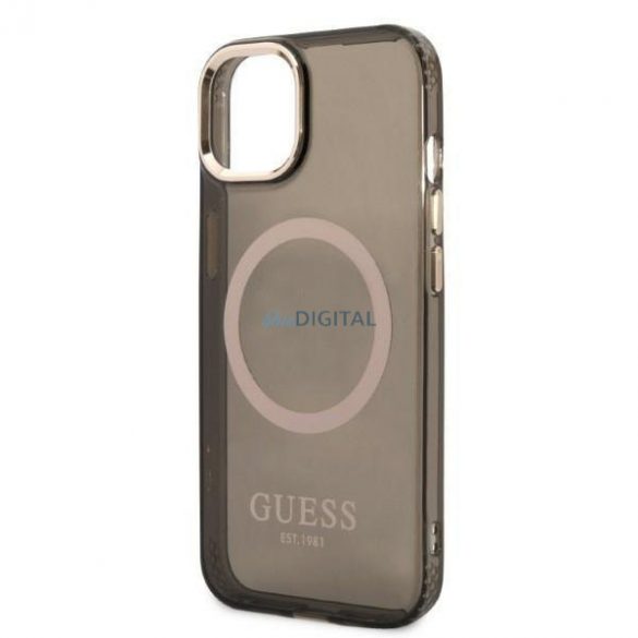 Guess GUHMP13MHTCMK Husă rigidă pentru iPhone 13 6,1" czarny/negru Gold Outline Translucent MagSafe