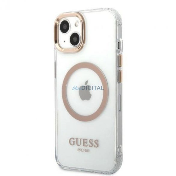 Guess GUHMP13MHTRMD Husă rigidă pentru iPhone 13 6.1" auriu/aur Metal Outline Magsafe