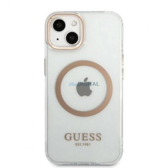 Guess GUHMP13MHTRMD Husă rigidă pentru iPhone 13 6.1" auriu/aur Metal Outline Magsafe