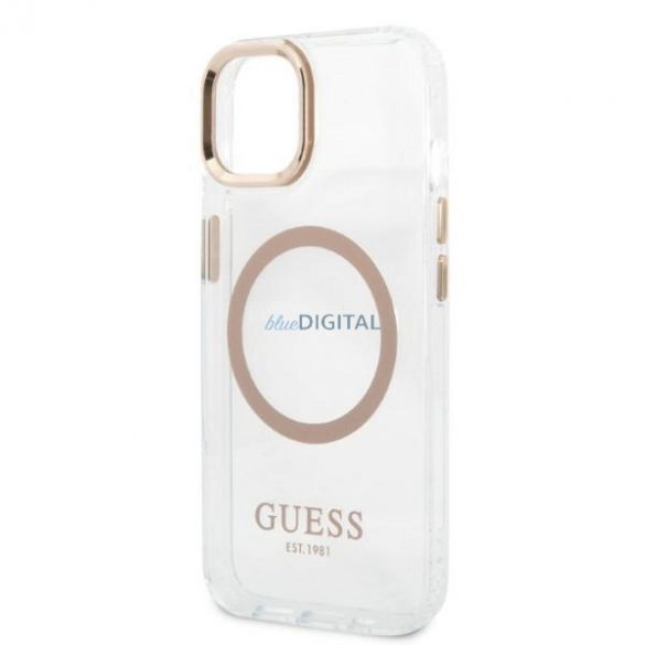 Guess GUHMP13MHTRMD Husă rigidă pentru iPhone 13 6.1" auriu/aur Metal Outline Magsafe