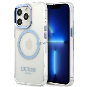 Guess GUHMP13LHTRMB Husă rigidă pentru iPhone 13 Pro / 13 6,1" niebieski/albastru Metal Outline Magsafe