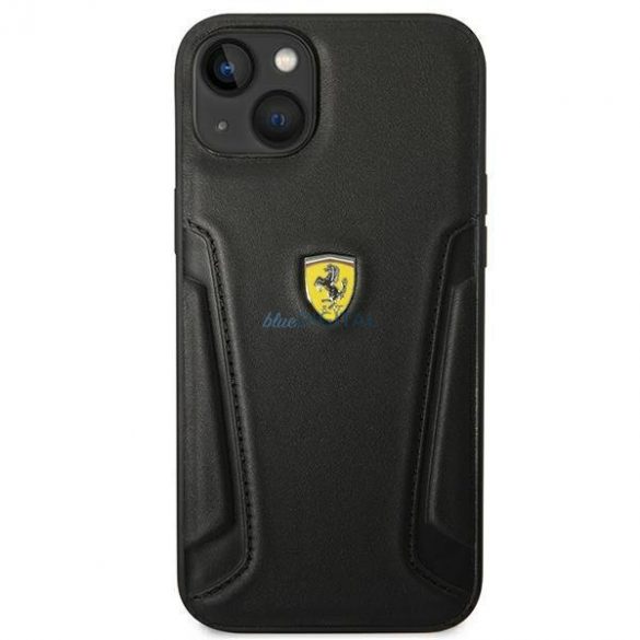 Ferrari FEHCP14MRBUK iPhone 14 Plus 6.7 "negru/negru husă rigidă piele ștampilă laterale