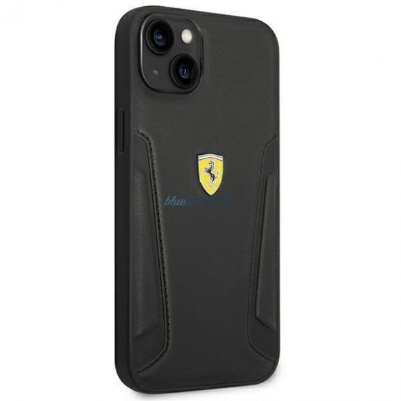 Ferrari FEHCP14MRBUK iPhone 14 Plus 6.7 "negru/negru husă rigidă piele ștampilă laterale