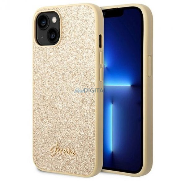 Husă rigidă Guess GUHCP14SHGSHD pentru iPhone 14, 6,1" złoty/aurie, Glitter Script