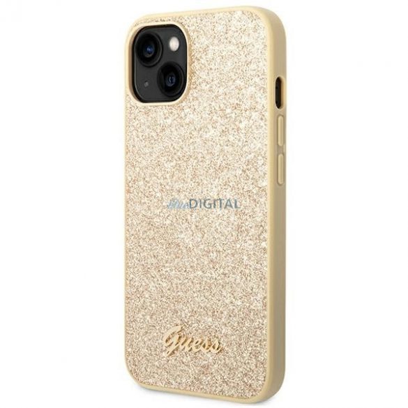 Husă rigidă Guess GUHCP14SHGSHD pentru iPhone 14, 6,1" złoty/aurie, Glitter Script