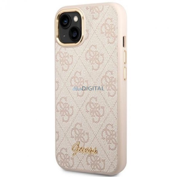 Husă Guess 4G Vintage Gold Logo pentru iPhone 14 - roz