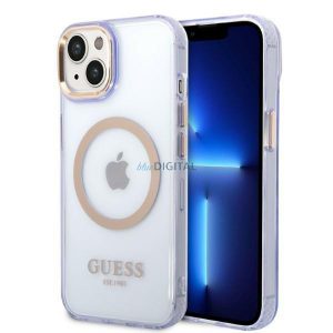 Guess GUHMP14SHTCMU Husă rigidă pentru iPhone 14 de 6,1 inchi violet/violet Gold Outline Translucent MagSafe