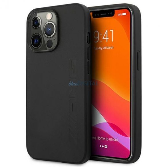 AMG AMHCP14LDOLBK Husă rigidă pentru iPhone 14 Pro de 6,1 inchi, neagră/czarny, din piele imprimată la cald