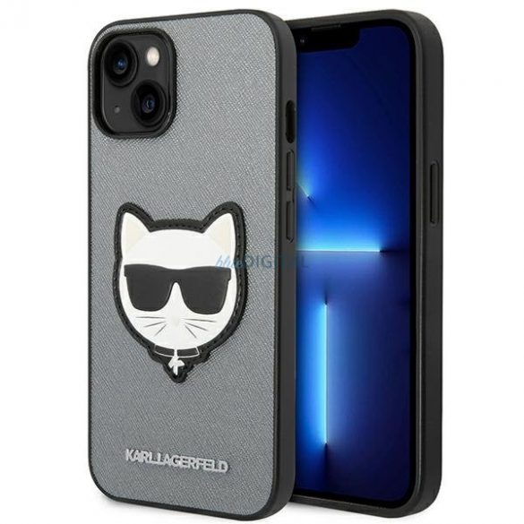 Karl Lagerfeld KLHCP14SSAPCHG iPhone 14 6.1" Hardcase argintiu/argintiu Saffiano Choupette Head Patch