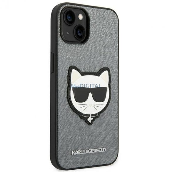 Karl Lagerfeld KLHCP14SSAPCHG iPhone 14 6.1" Hardcase argintiu/argintiu Saffiano Choupette Head Patch