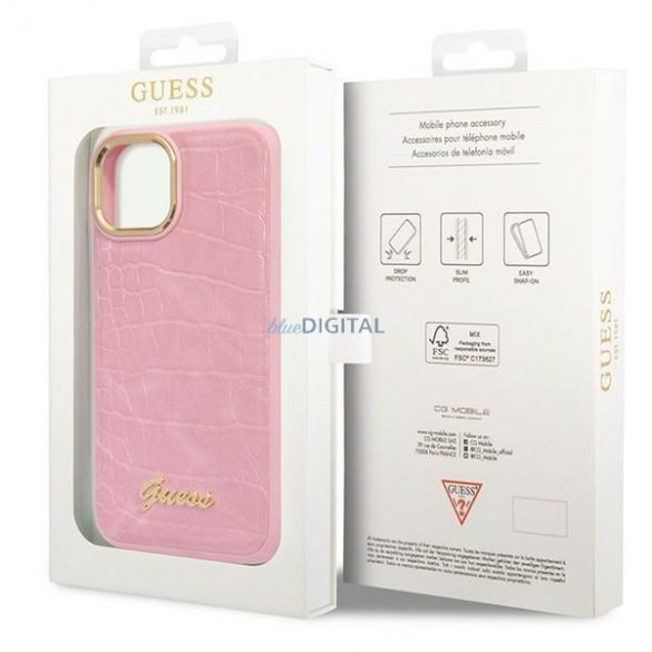 Guess GUHCP14SHGCRHP iPhone 14 6,1" rożowy/roz Hardcase Croco Collection