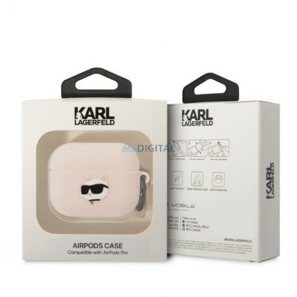 Husa Karl Lagerfeld KLAPRUNCHP AirPods Pro roz/roz Silicon Choupette Head 3D