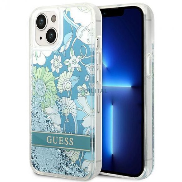 Guess GUHCP14SLFLSN iPhone 14 6.1 "verde/verde hardcase Flower Liquid Glitter