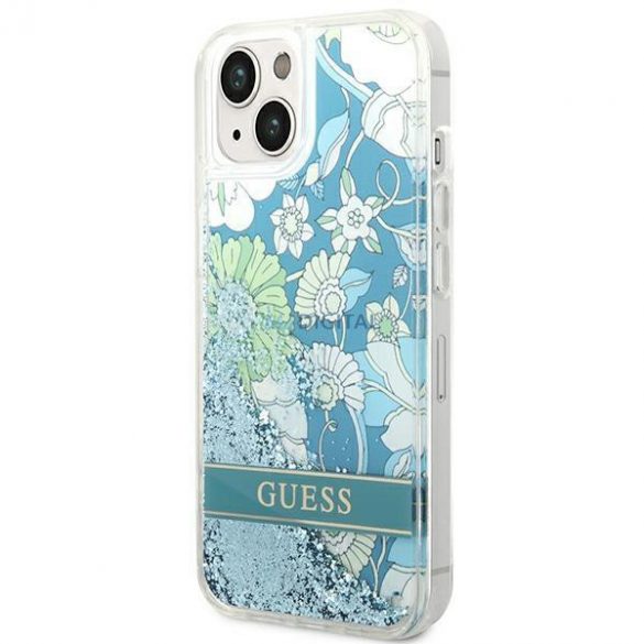 Guess GUHCP14SLFLSN iPhone 14 6.1 "verde/verde hardcase Flower Liquid Glitter