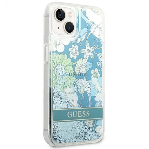 Guess GUHCP14SLFLSN iPhone 14 6.1 "verde/verde hardcase Flower Liquid Glitter