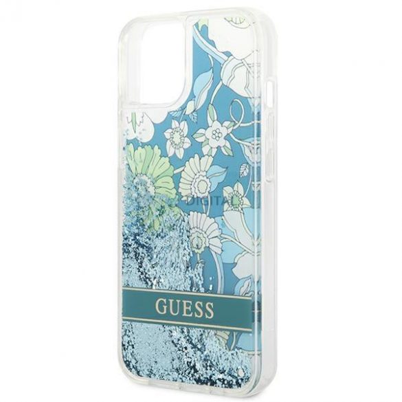 Guess GUHCP14SLFLSN iPhone 14 6.1 "verde/verde hardcase Flower Liquid Glitter