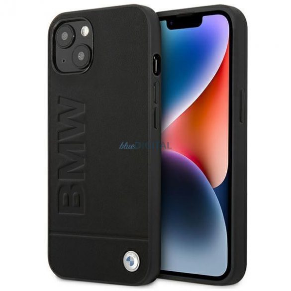 Etui BMW BMHCP14SSLLBK iPhone 14 6,1" ștampilă din piele neagră/czarny