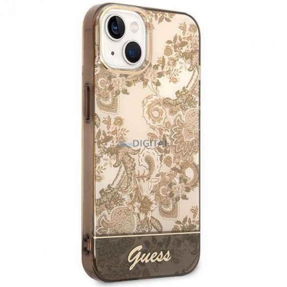 Guess GUHCP14SHGPLHC iPhone 14 6.1" husă rigidă ocru Colecția Porțelan