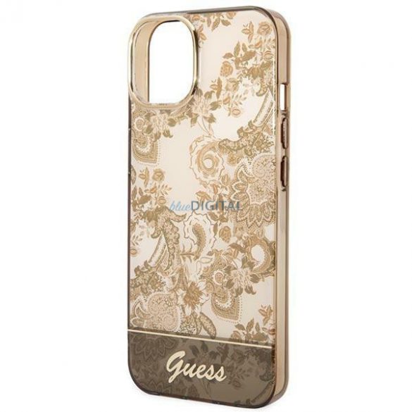 Guess GUHCP14SHGPLHC iPhone 14 6.1" husă rigidă ocru Colecția Porțelan