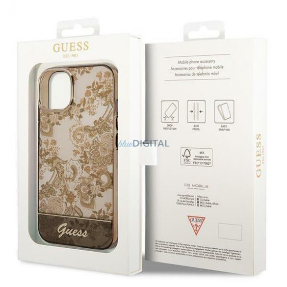 Guess GUHCP14SHGPLHC iPhone 14 6.1" husă rigidă ocru Colecția Porțelan