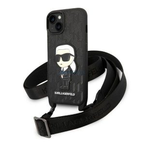 Karl Lagerfeld KLHCP14SSTKMK iPhone 14 6.1" negru/negru husă rigidă Monogram Ikonik Patch