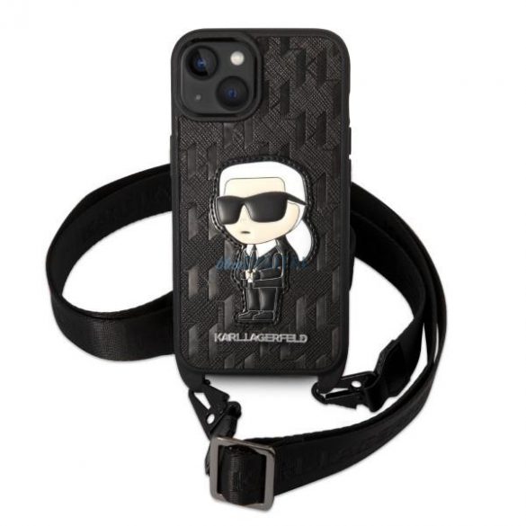 Karl Lagerfeld KLHCP14SSTKMK iPhone 14 6.1" negru/negru husă rigidă Monogram Ikonik Patch