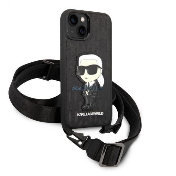 Karl Lagerfeld KLHCP14SSTKMK iPhone 14 6.1" negru/negru husă rigidă Monogram Ikonik Patch