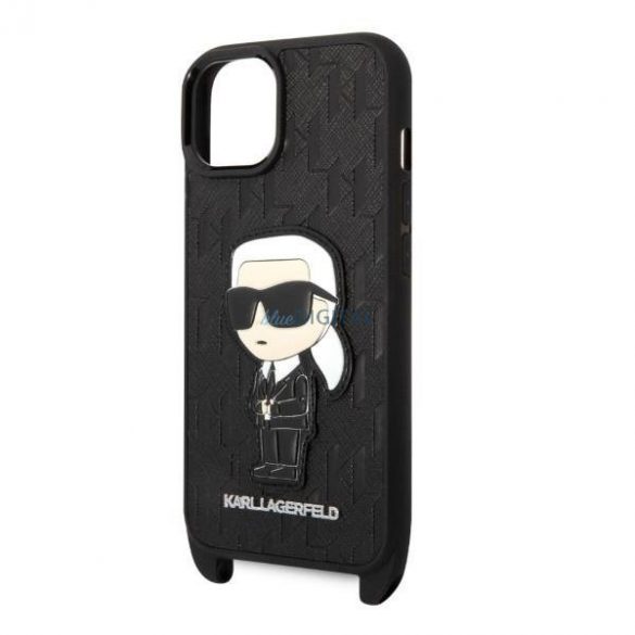 Karl Lagerfeld KLHCP14SSTKMK iPhone 14 6.1" negru/negru husă rigidă Monogram Ikonik Patch