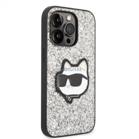 Karl Lagerfeld KLHCP14LG2CPS iPhone 14 Pro 6.1" argintiu/argintiu Hardcase Glitter Choupette Patch