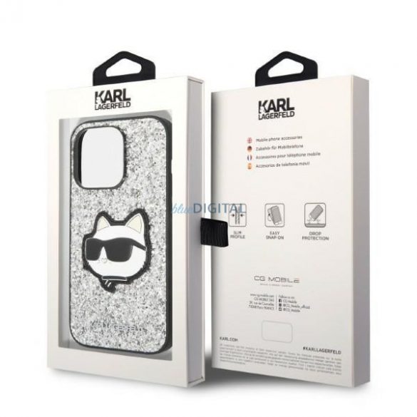 Karl Lagerfeld KLHCP14LG2CPS iPhone 14 Pro 6.1" argintiu/argintiu Hardcase Glitter Choupette Patch