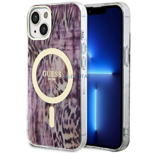 Guess GUHMP14SHLEOPWP iPhone 14 6.1" rożowy/roz hardcase Leopard MagSafe