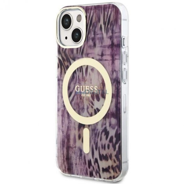 Guess GUHMP14SHLEOPWP iPhone 14 6.1" rożowy/roz hardcase Leopard MagSafe