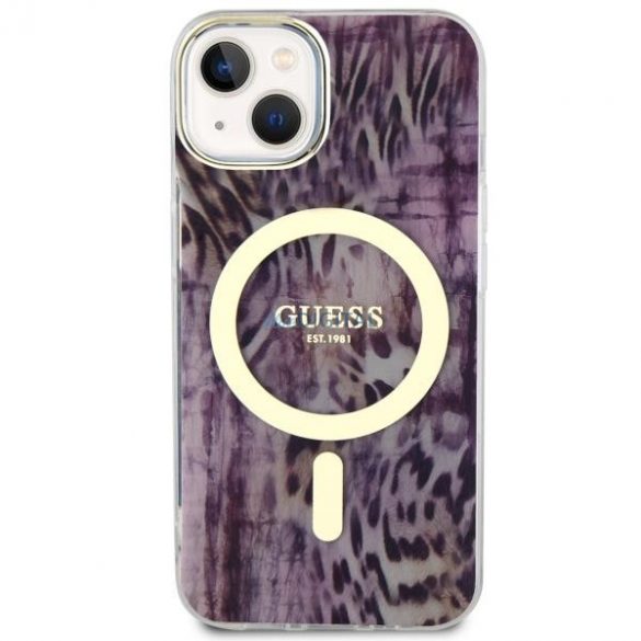 Guess GUHMP14SHLEOPWP iPhone 14 6.1" rożowy/roz hardcase Leopard MagSafe