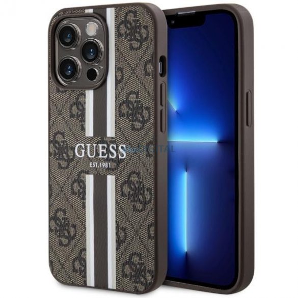 Guess GUHMP13LP4RPSW iPhone 13 Pro / 13 6.1" maro/maro husă rigidă 4G Printed Stripes MagSafe