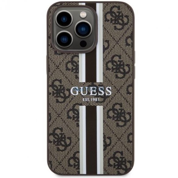 Guess GUHMP13LP4RPSW iPhone 13 Pro / 13 6.1" maro/maro husă rigidă 4G Printed Stripes MagSafe