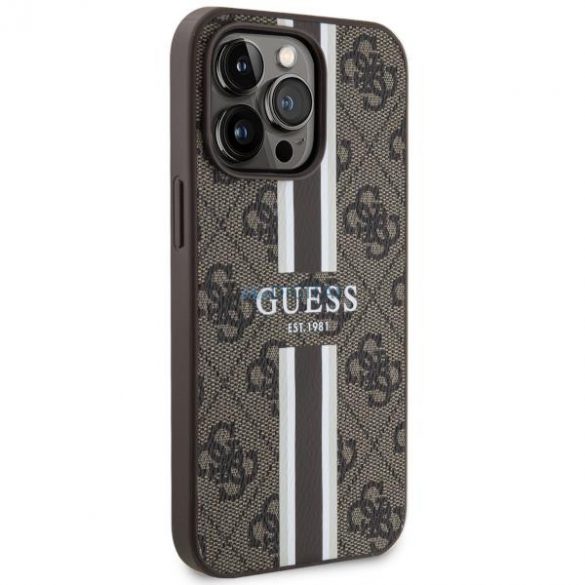 Guess GUHMP13LP4RPSW iPhone 13 Pro / 13 6.1" maro/maro husă rigidă 4G Printed Stripes MagSafe