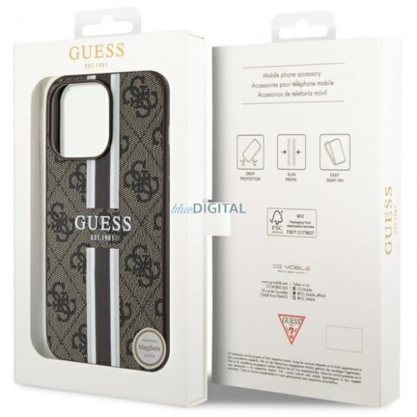 Guess GUHMP13LP4RPSW iPhone 13 Pro / 13 6.1" maro/maro husă rigidă 4G Printed Stripes MagSafe