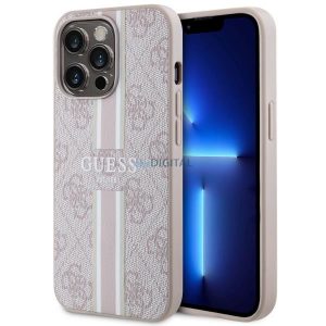 Guess GUHMP13LP4RPSP iPhone 13 Pro / 13 Husă rigidă de 6,1 inchi, roz/roz, dungi imprimate 4G MagSafe