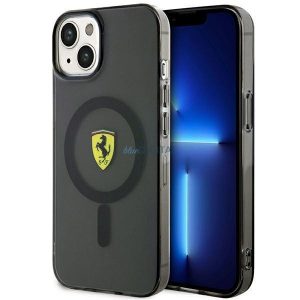 Carcasă rigidă neagră/neagră Ferrari FEHMP14SURKK iPhone 14 6.1" Magsafe translucid